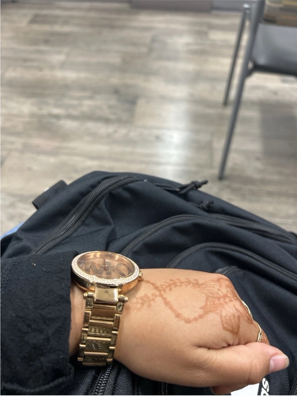 Michael Kors Gold-Tone Crystal Bezel Logo Watch has few signs mark and good. - Picture 4 of 5